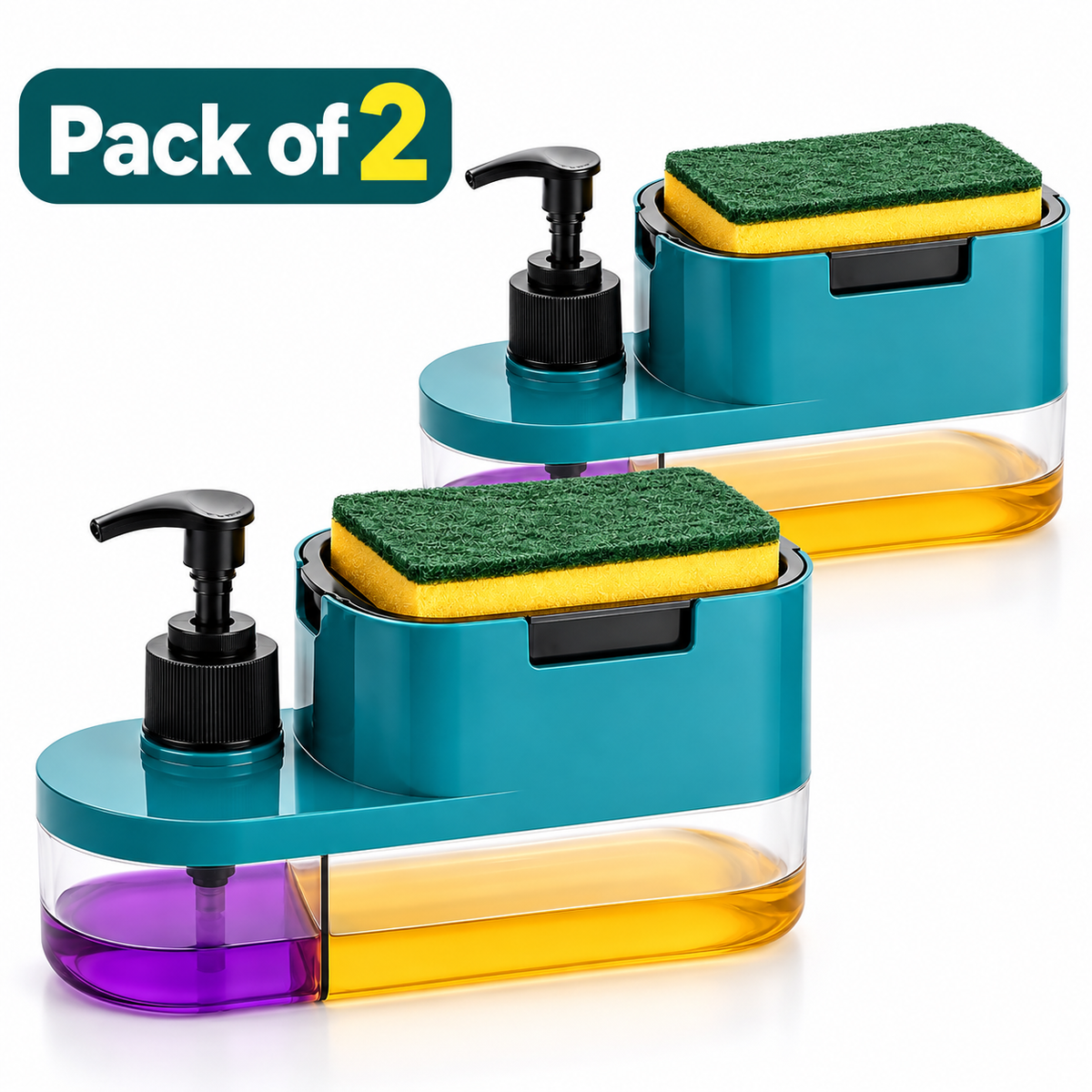 2-in-1 Dish Wash & Hand Wash Liquid Dispenser – Kitchen Sink Organizer with Soap Pump